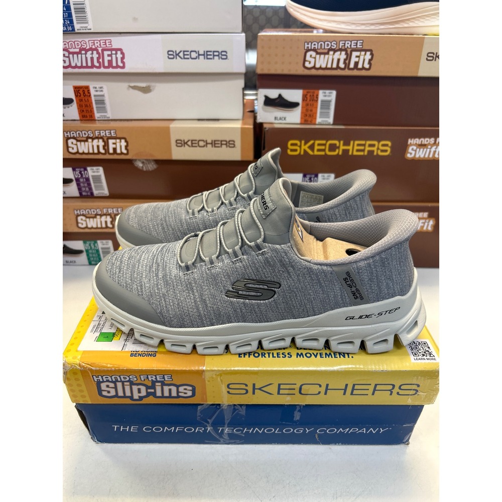 Skechers Glide-Step Zefyr Mens Size 10 Gray Hands Free Slip-Ins Wide Fit 0613